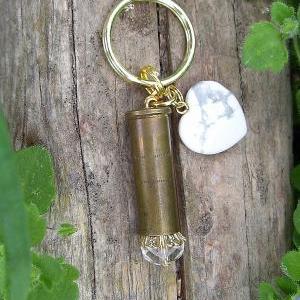 Bullet Key Chain With White Agate