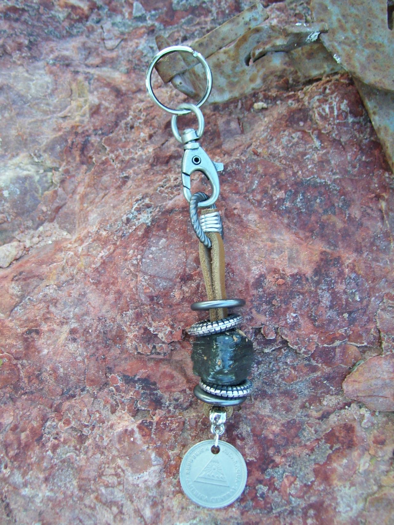 Leather And Coin Key Chain