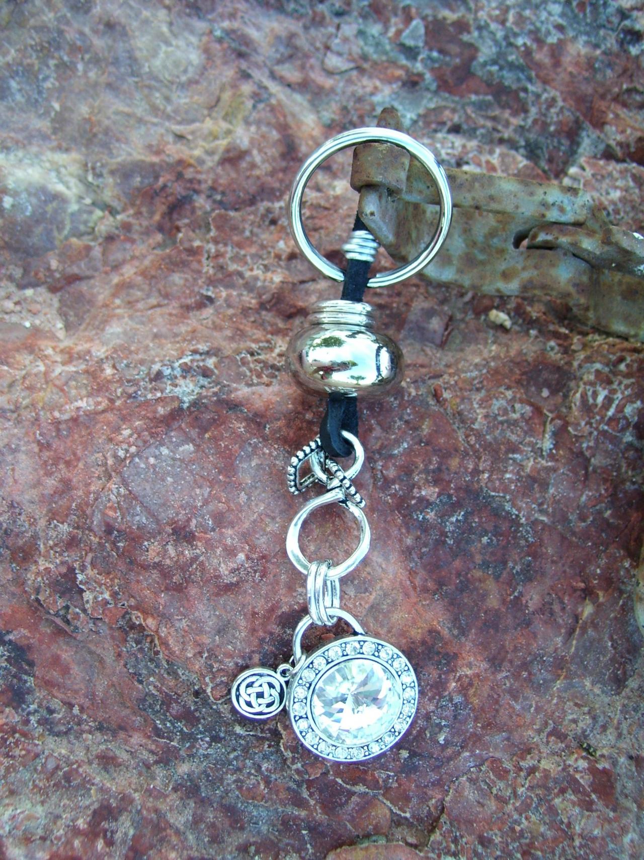 Leather Bling Key Chain