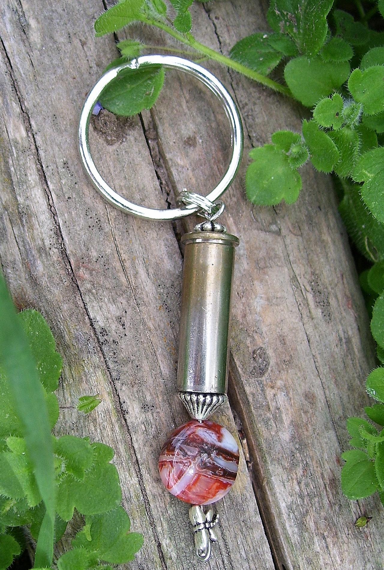 Bullet Key Chain With Red Jasper